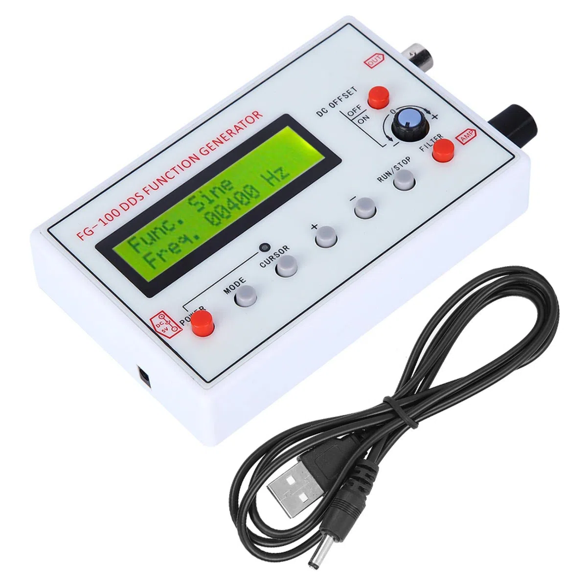 DDS-Funktionsgenerator, 1HZ-500KHZ DDS-Funktions-Niederfrequenz-Signalgenerator Frequenzmesser Signalquellenmodul Frequenzzähler Sinus-Dreieck-Quadrat-Sägezahn-Wellenform, FG-100