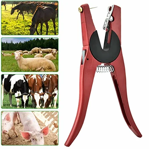 YOUTHINK Ohrmarkenzange, Einteilige Ohr Tag Zange, Ear Tag Zange, Schweinevieh Ohrmarkenzange, Vieh Tier Ohr Tagging Zange für Rinder, Schafe und Schweine, Rot