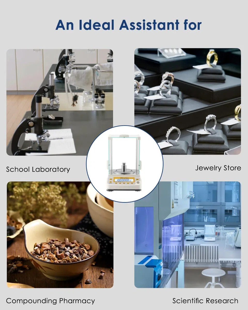 Hanchen Analytische Waage 220g/0,0001g Hochpräzise Labor Feinwaage Analytical Balance Scales für Labor Apotheke Juwelier Chemiefabrik Schule 220V