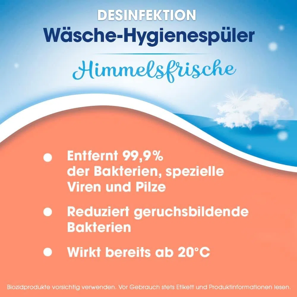 Sagrotan Wäsche-Hygienespüler Frisch, Waschmittel-Zusatz - 1,5 L & Sagrotan Wäsche-Hygienespüler Himmelsfrische Nachfüller 5 x 1,2l