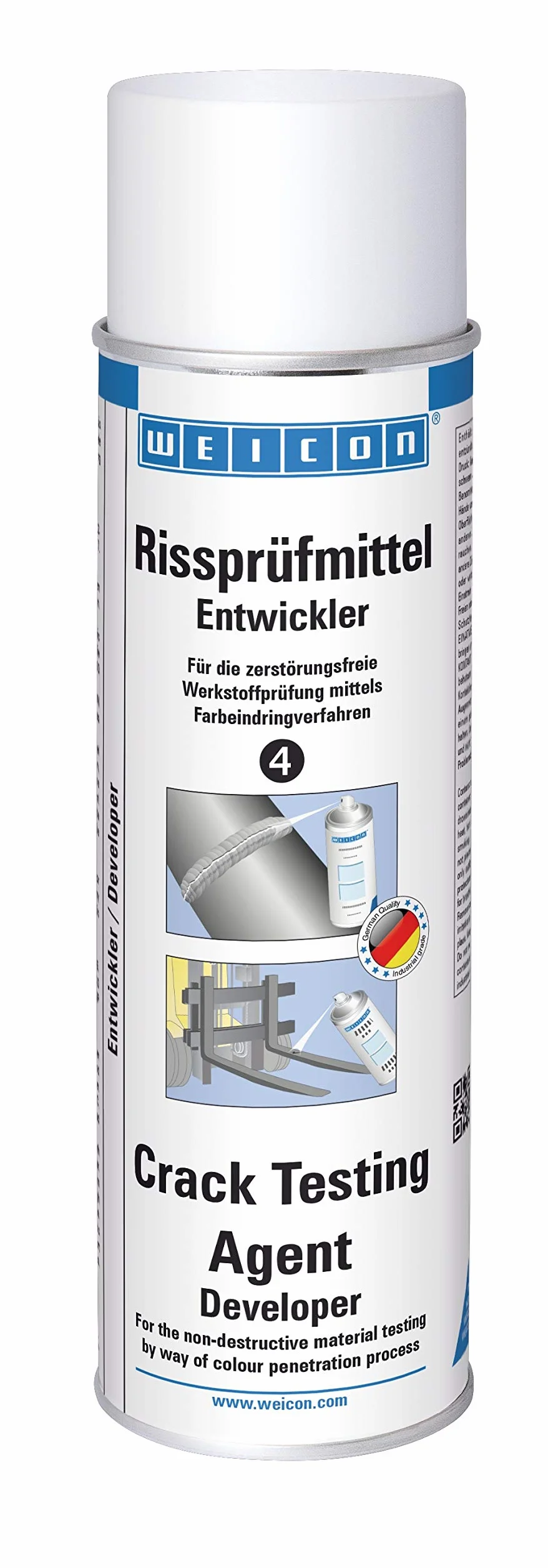 WEICON Rissprüfmittel Entwickler 500ml Werkstoffprüfung mittels Farbeindringverfahren, weiß