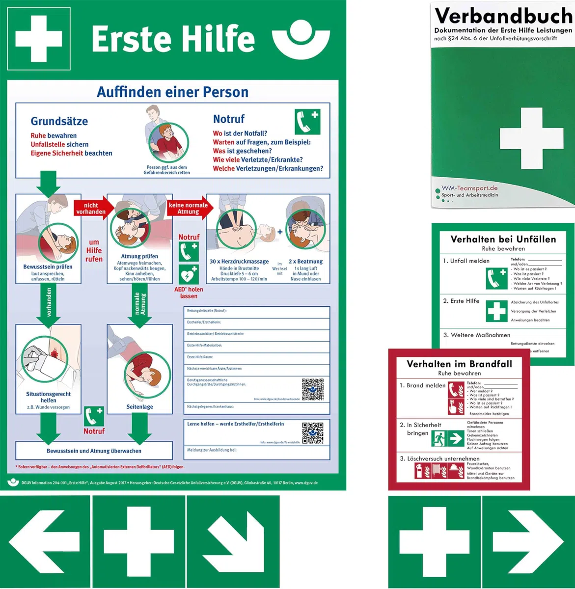 Betriebsverbandkasten - 2 in 1 Erste-Hilfe - Erfüllt aktuelle DIN 13157 für Betriebe + DIN 13164 (KFZ) inkl. Verbandbuch + BG-INFO-Komplett-Paket