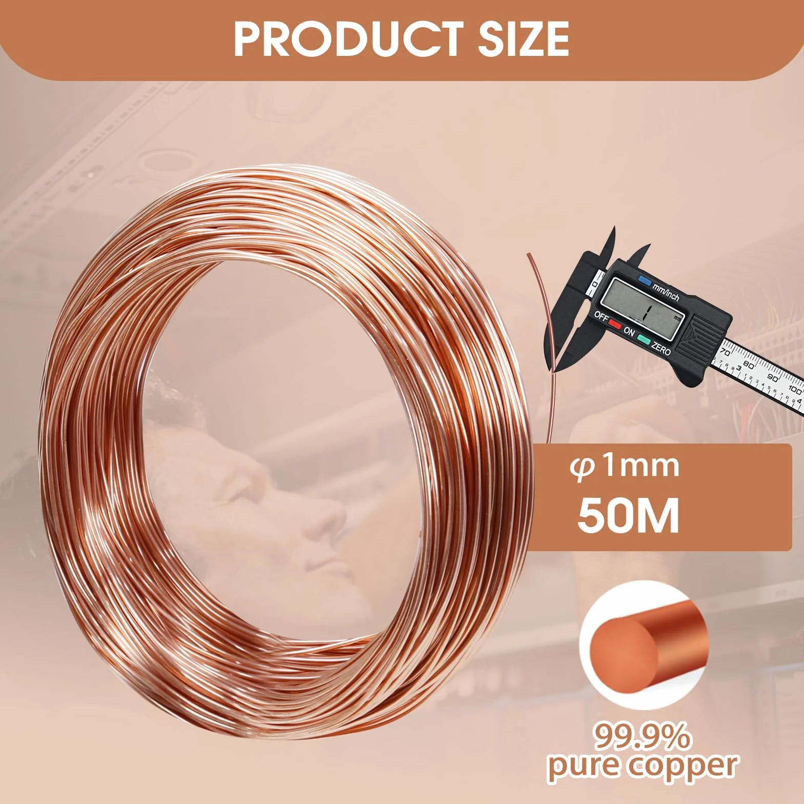 FIFIFIBANG 50 M Kupferdraht 1 Mm Reines Kupferkabel T2 Leer Unlackierter Lackdraht Schmuckdraht Spule zum Schweißen Elektrotechnik Gegen Schnee