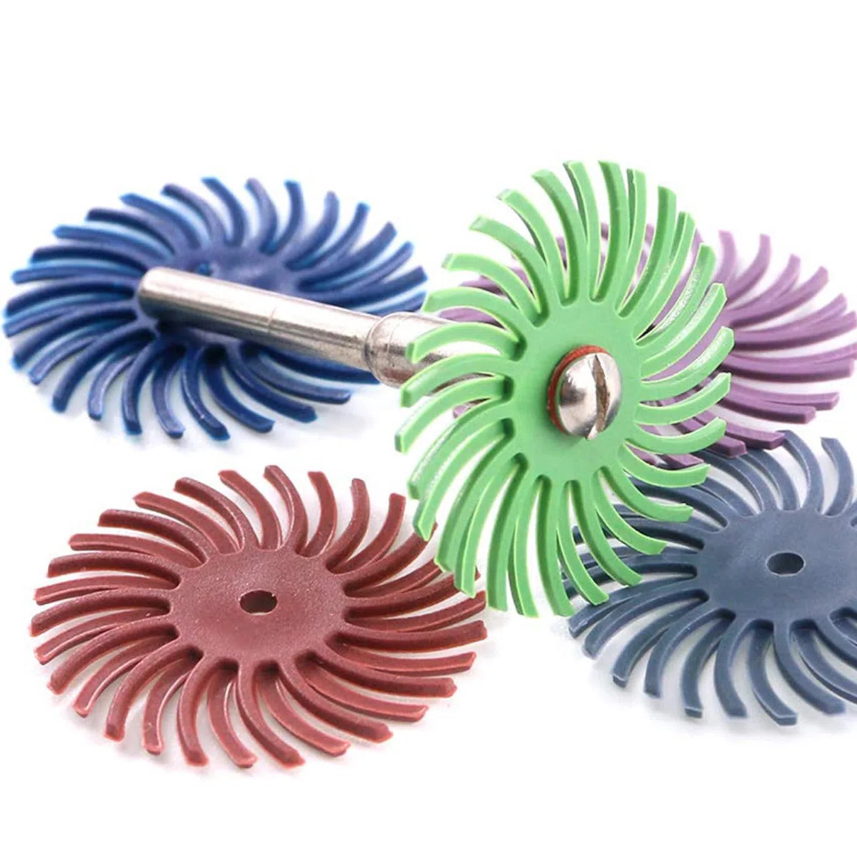 25mm radiale borstenscheiben-set 50 stücke 8 gemischte körnung 80/120/220/320/400/600/1000 /2000radialborsten schleifbürste lücke polierpad polierscheiben sortiment kit