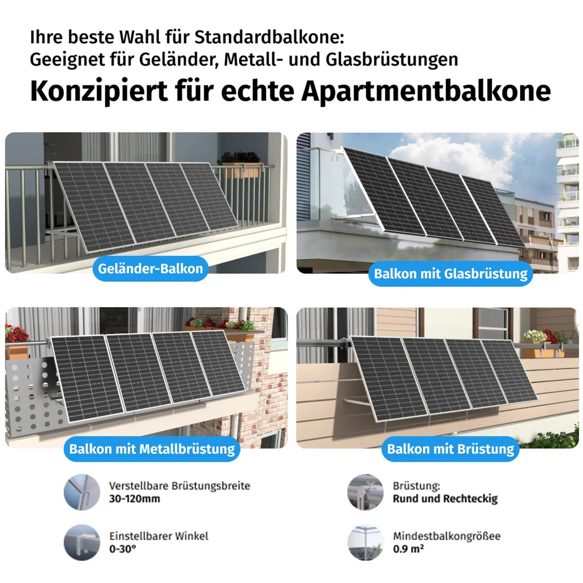 Ray Lite 800W Balkonkraftwerk mit Halterung – Leichtes, vormontiertes Komplettset mit 800W Mikro-Wechselrichter & Solarpanel – Geeignet für verschiedene Balkone – Plug & Play
