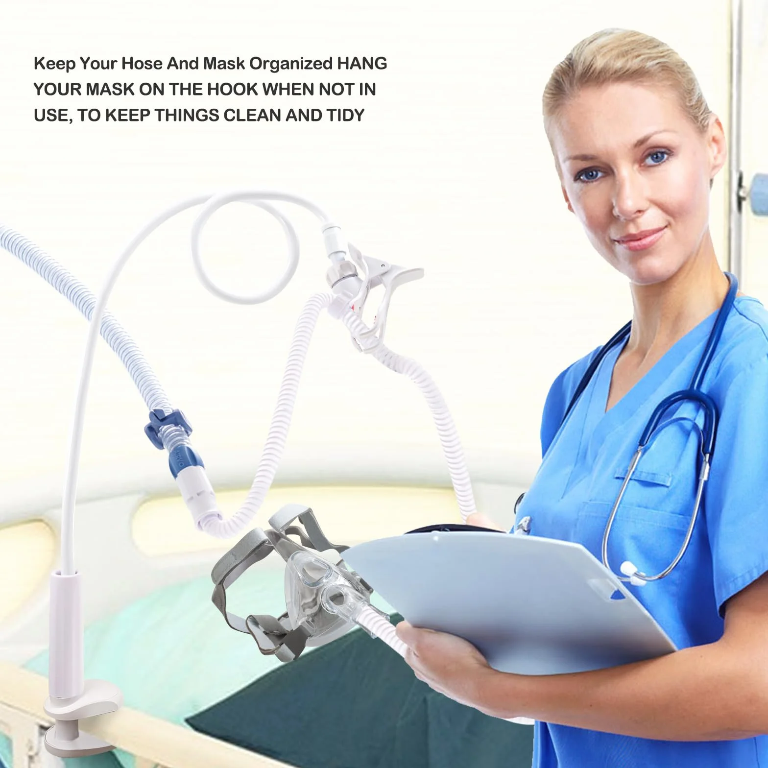 CPAP Schlauchheber und Schlauchunterstützung,CPAP Schlauchhalter Aufhänger zur Verhinderung von CPAP Schläuchen Leckage & Verwicklung,Flexibel,um in jeden Raum zu passen,Verstellbar & Robust