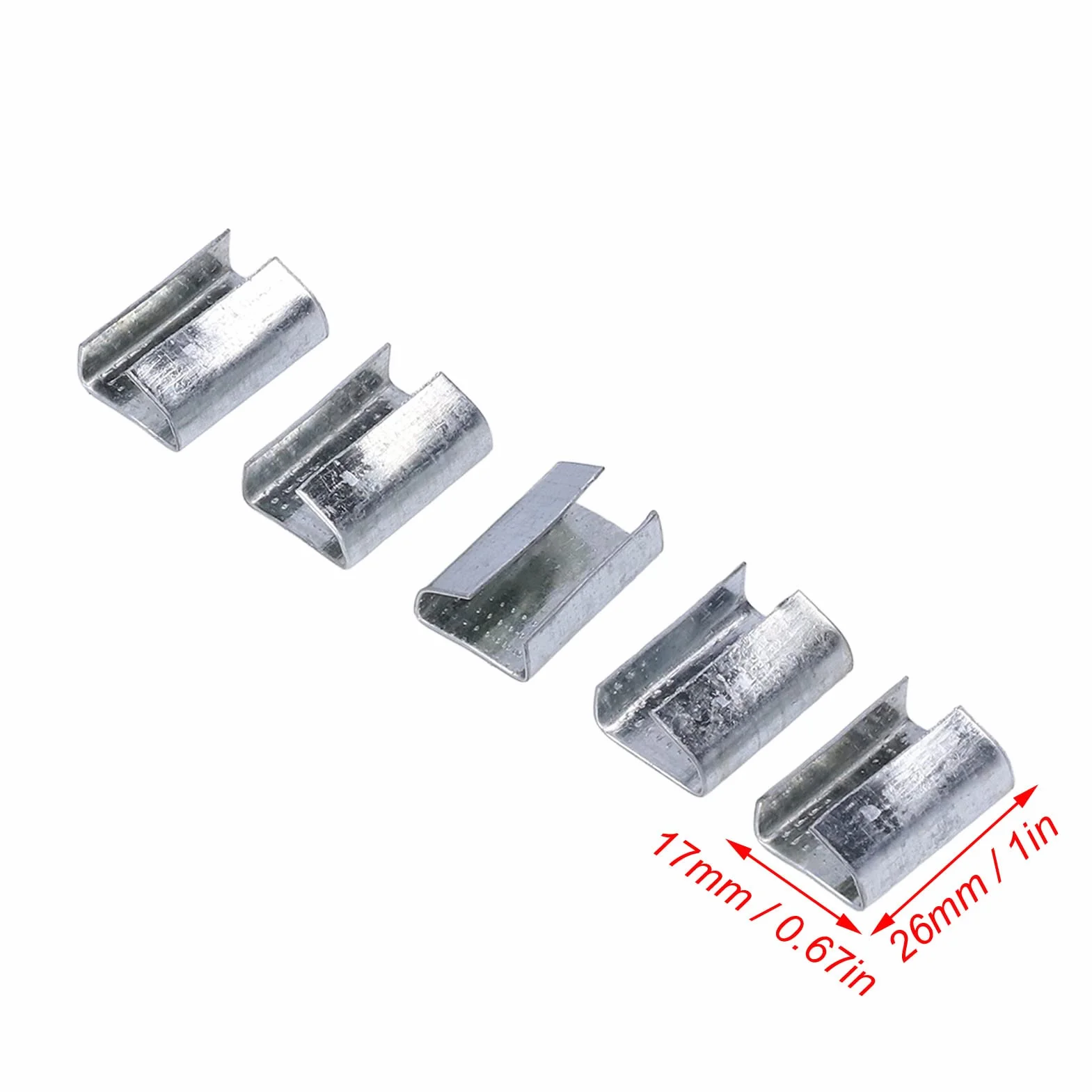 16 Mm Kunststoff-Haustierband, Verpackungsband, Offene Gezahnte Dichtungen, Banding-Umreifungsclips, Kunststoff-Poly-Umreifungsband, Metallschnalle, Packung mit ca. 200 Stück für