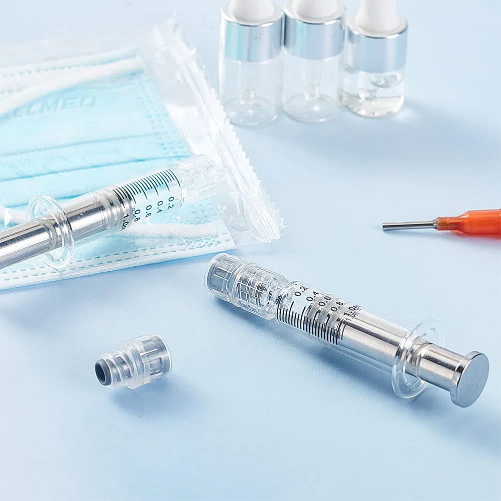 OLYCRAFT 10 Stück 1ML Borosilikatglas Spritze Hitzebeständige Luer Lock Spritze ohne Nadel Wiederverwendbare Glasspritzen für die Industrie oder Labor Flüssigkeiten Kleber Öl