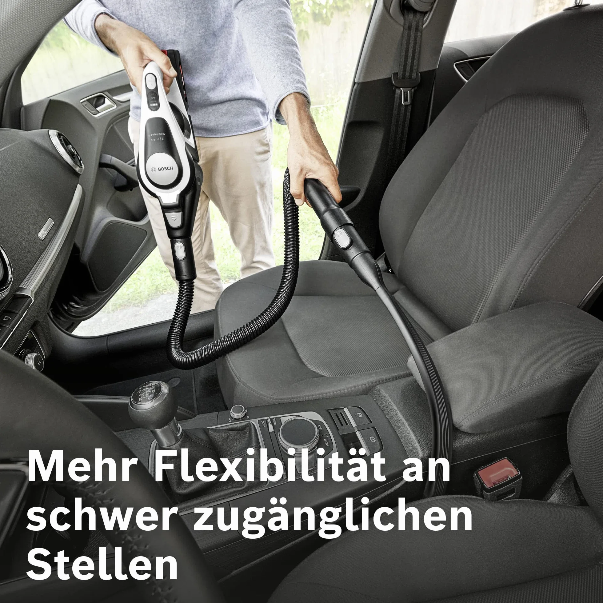 Bosch Flexibler Verlängerungsschlauch BHZUFEHN, geeignet für Unlimited 6, 7 und 8 Akku-Staubsauger, sehr lang, extrem flexibel, ideal für Fahrzeug-Innenreinigung, Original-Zubehör, schwarz