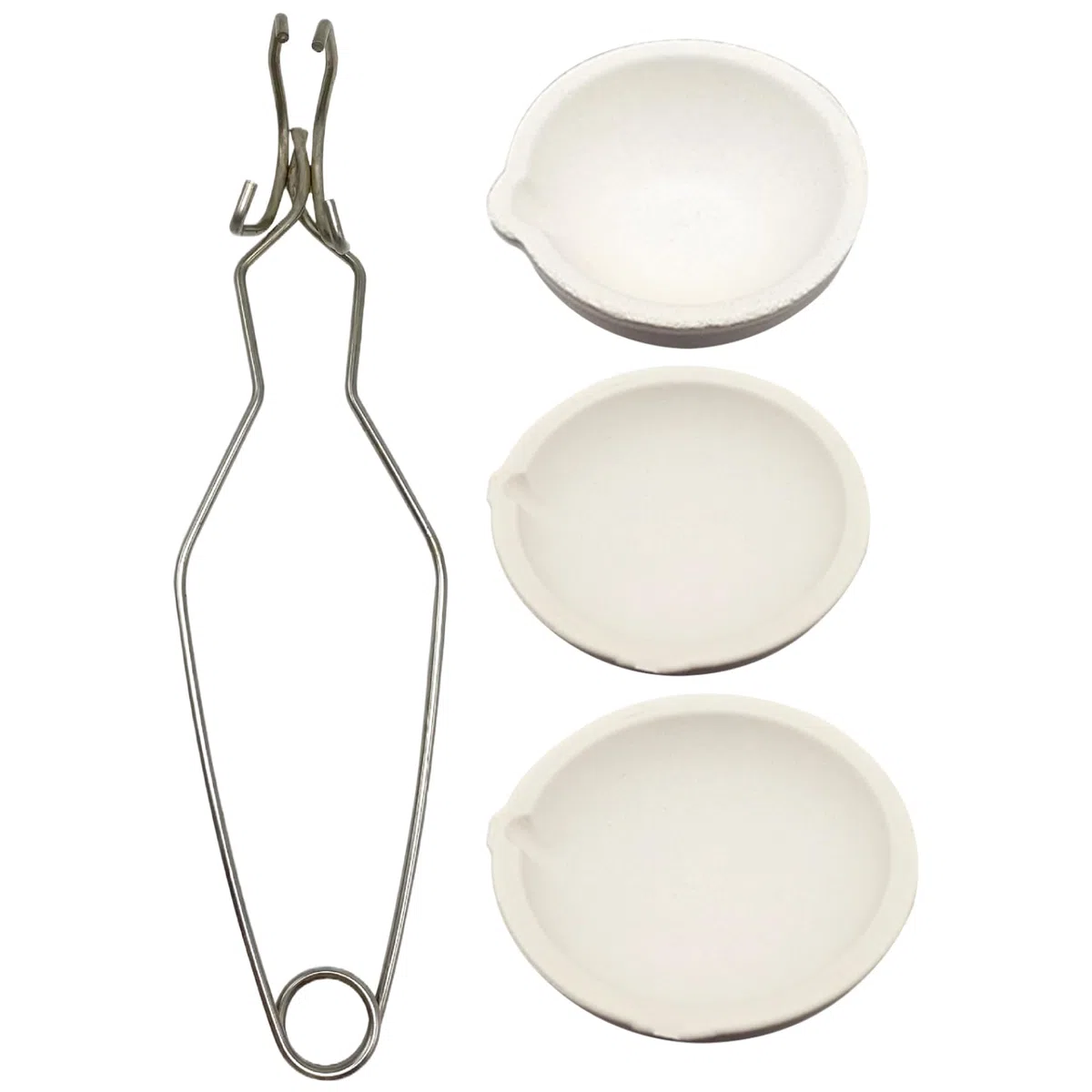Tiegel zum Schmelzen von Metall, 4-teilig/Set, Tiegelzange und 3 Tiegel, hitzebeständiges Metallguss-Set, Keramik-Tiegelschale, Schüssel, Tasse für Metallguss-Set, Tiegel, Metallguss-Set, Tiegelzange,