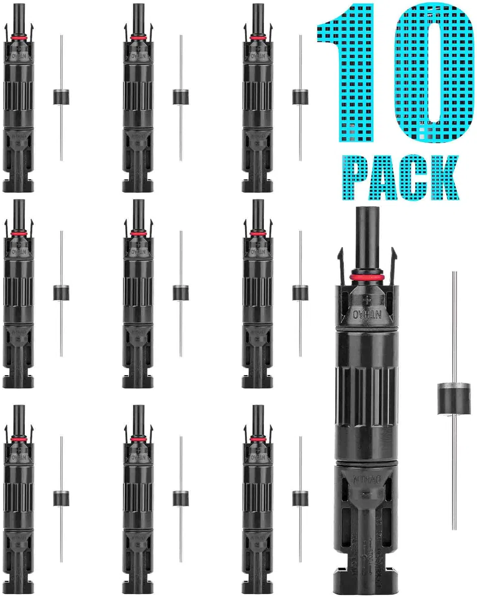 30 A PV-Solarmodul-Stecker, männlich/weiblich, integrierte Diode, Solardrahtverbinder, wasserdicht, Anti-Rückfluss (10 Stück)