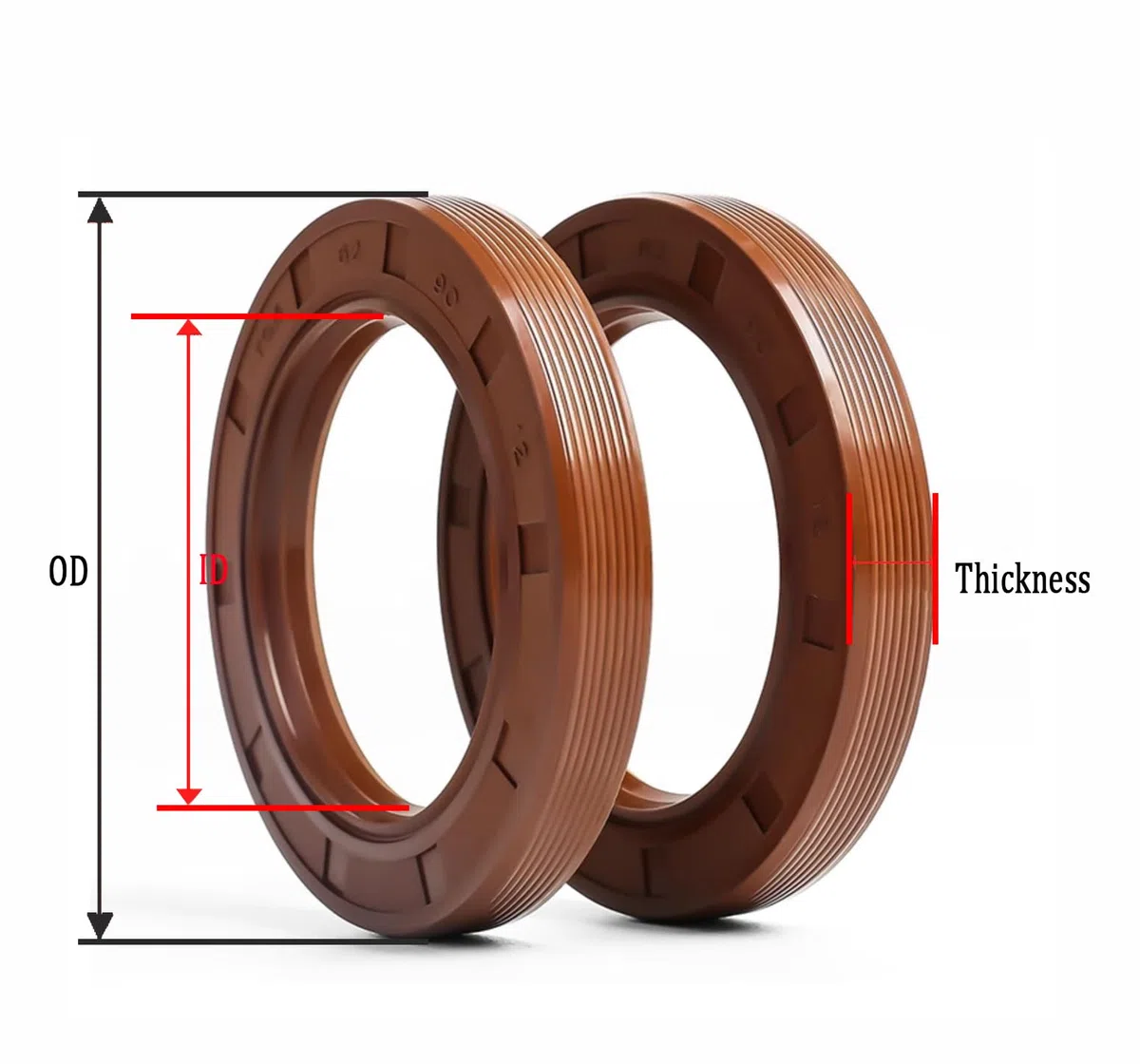 2 Stück TG4 Skelett-Öldichtung, Viton, 12 x 32 x 7 mm, 12 mm ID, 7 mm Breite