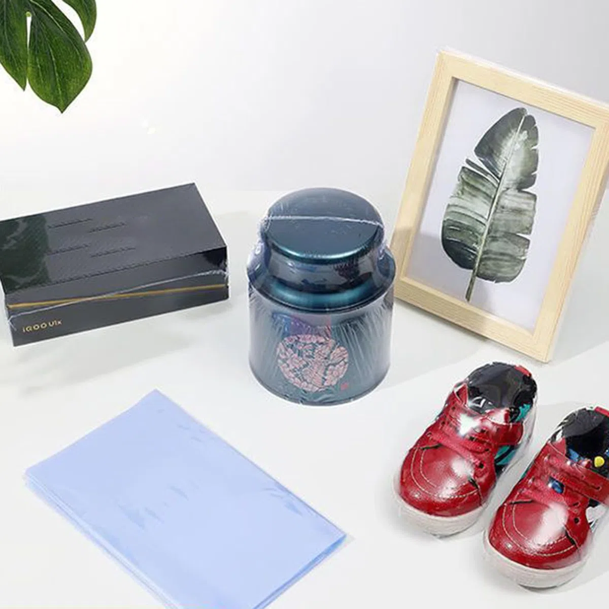Desuibao 50 Stück Geschenkkorb-Schrumpffolienbeutel, 40 x 50 cm große Schuhschrumpffolien, transparente Korb-Verpackungsbeutel, PVC-Wärmeschrumpffolie für Kerzen, Seifen, DIY-Projekte, Verpackung