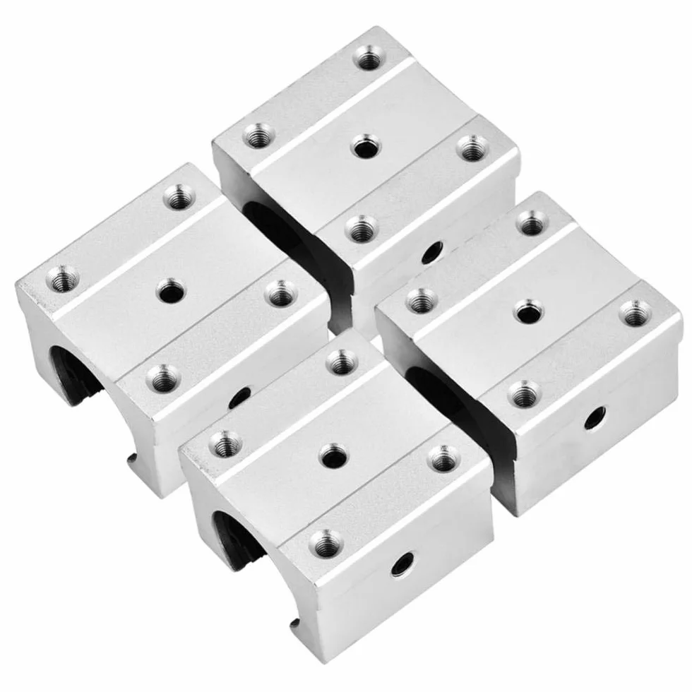 SBR16UU Lineargleitlager aus Aluminiumlegierung, 16mm Wellendurchmesser, 4,5 x 4,5 x 2 cm, 4 Stück, CNC Gleitbuchsen für Linearbewegung