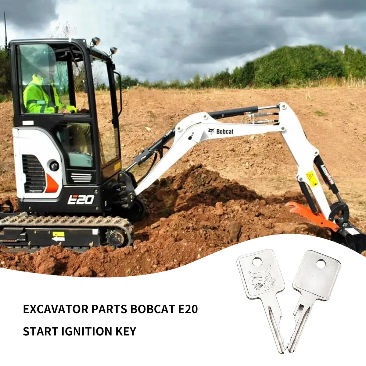 2 x Schlüssel für Bobcat kompatibel mit E10 E17 E20 D250 Case Skid Steery 750 753 763 Baggerschlüssel