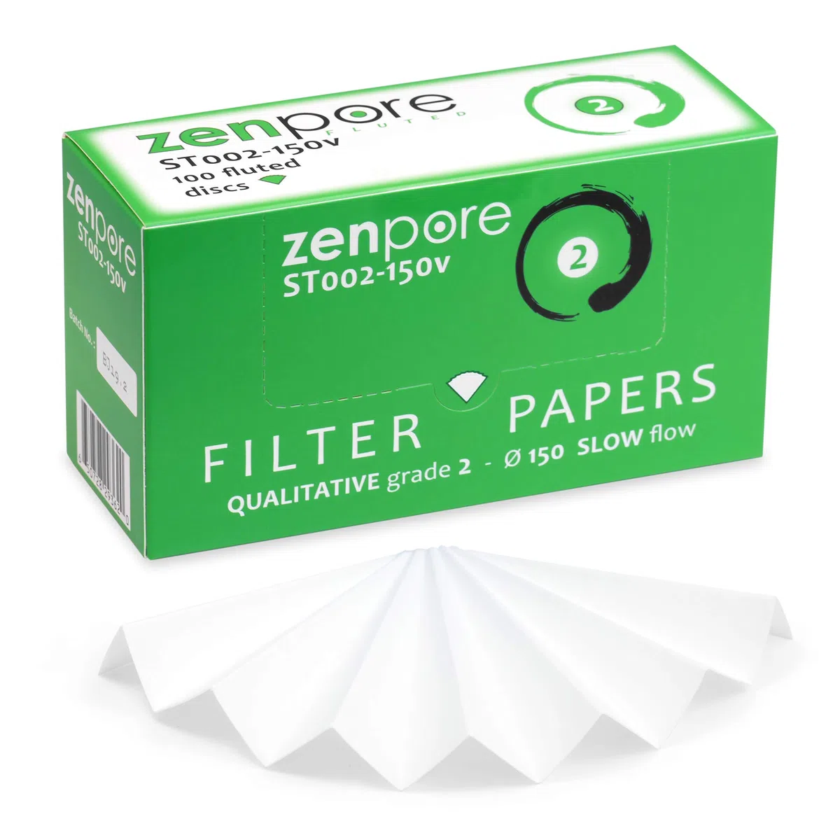 15 cm Faltenfilterpapier, vorgefaltet (gefaltet), Qualitative Grade 2 - Langsamer Fluss 150 mm (100 Scheiben)