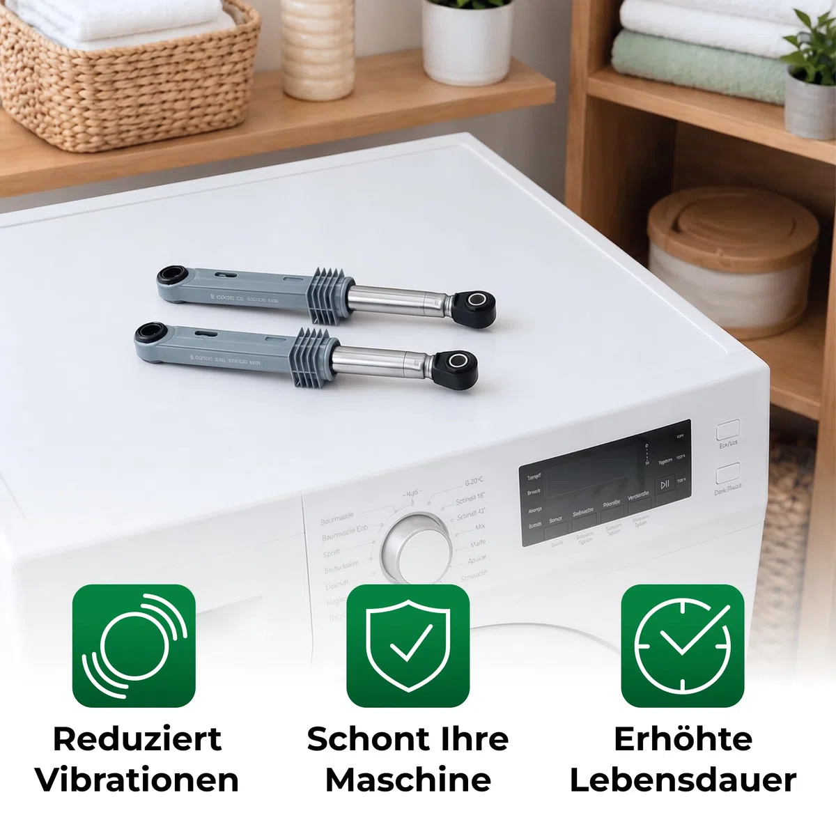 2er-Set Stoßdämpfer Waschmaschine Ø10mm Ø13mm 80N Länge 170 mm – 250 mm mit Originalcode DC66-00343D DC6600343D DC66-00421B DC6600421B DC66-00531C DC6600531C für Samsung