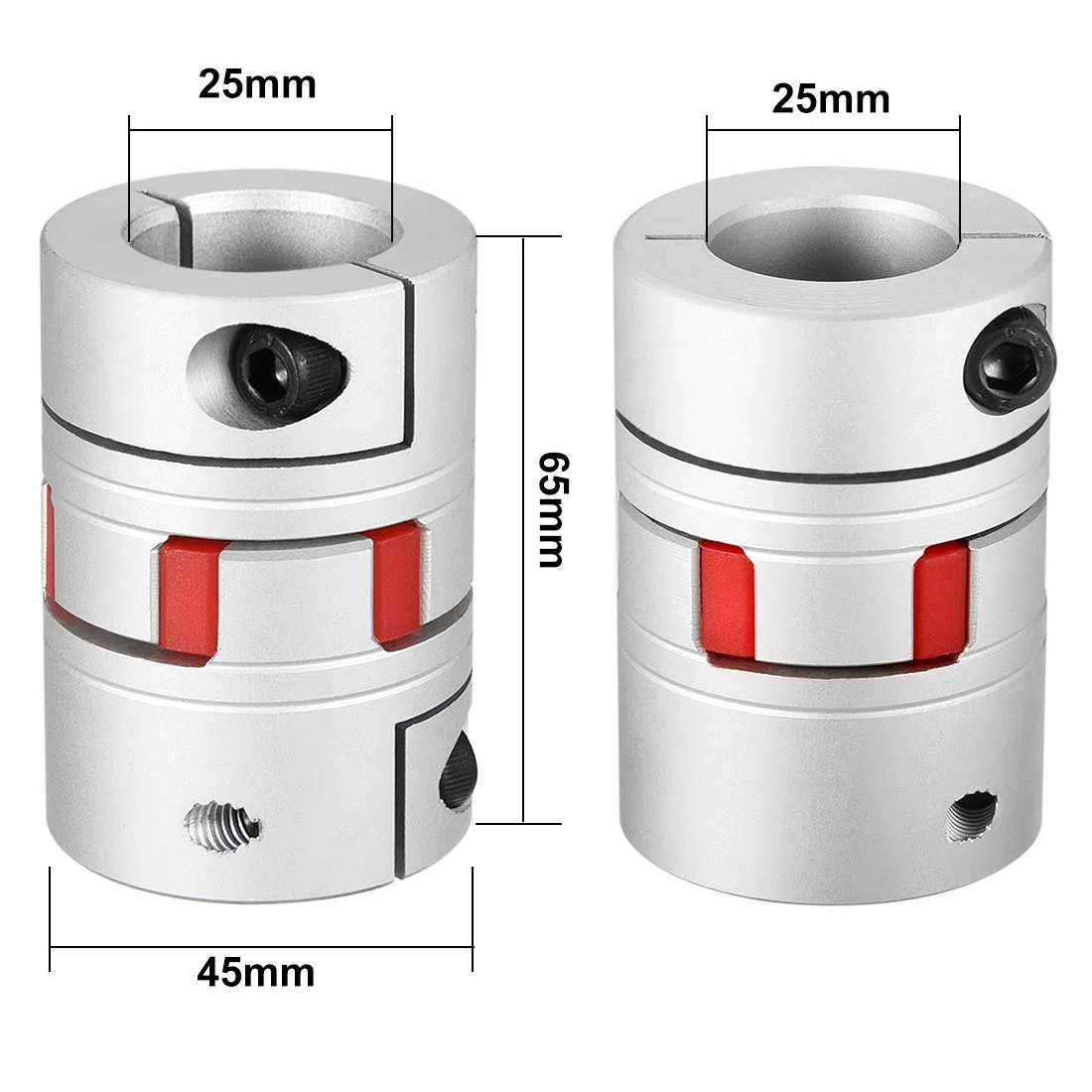 sourcing map Wellenkupplung 25mm bis 25mm Bohrung L65xD45 Flexibles Kupplungsgelenk für Servo-Schrittmotor