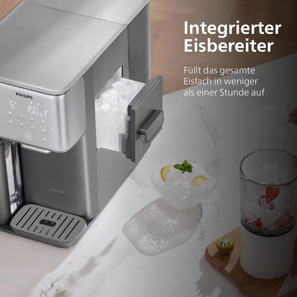 Philips Water 9000 Umkehrosmose-Wasserspender: heißes & gekühltes Wasser in Sekunden, Eiswürfelfunktion, 6-in-1-RO-Filter mit Mineralien, >110 Schadstoffe reduziert, 3:1 Rein-/Abwasser, UV-C, 2000 L