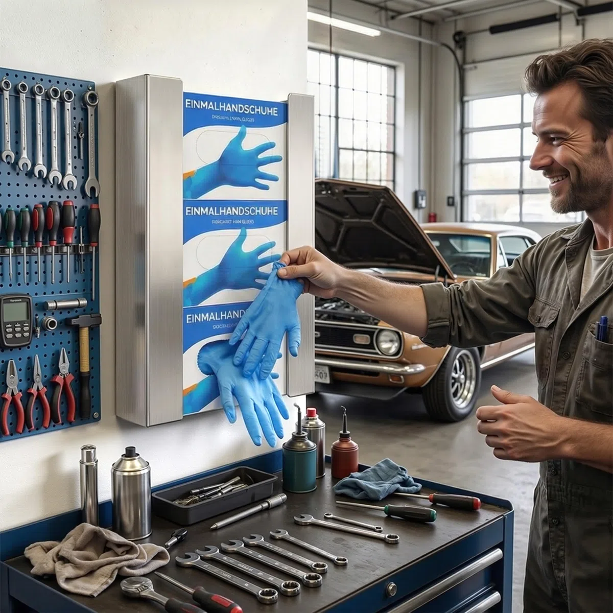 Edelstahl Handschuhhalter Wand (3 Boxen) – Gebürsteter Handschuhspender für Einweghandschuhe – Handschuhhalterung Wand für Nitril, Latex, Vinyl – Wandhalterung mit Schrauben oder Klebemontage