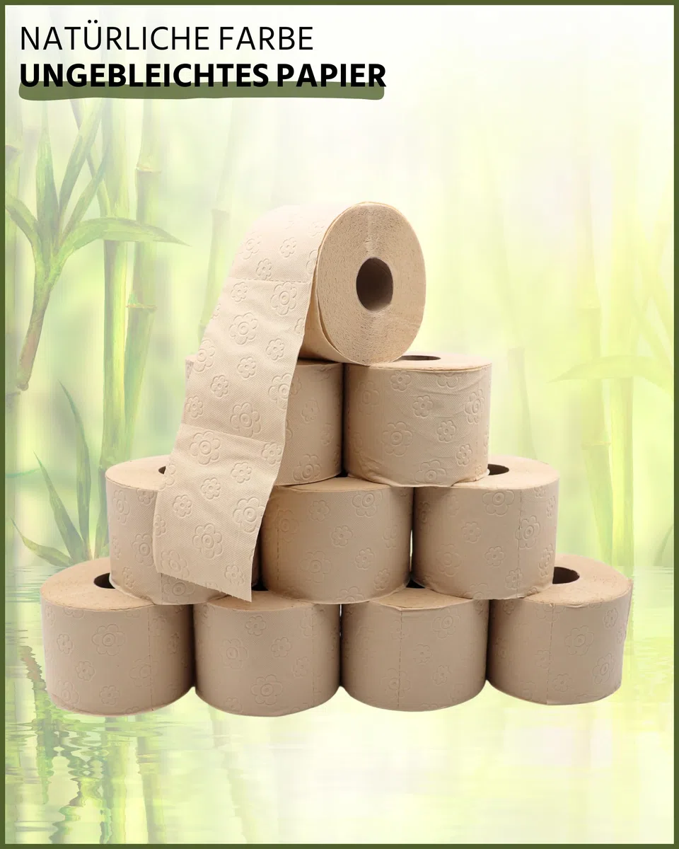 œcolife Toilettenpapier Box Bambus, 3-lagig, 27 Rollen, 250 Blatt pro Rolle, vegan, plastikfrei verpackt, aus 100% Bambus-Zellstoff, super sanft und weich, ohne Kolophonium | 100 % Bambus