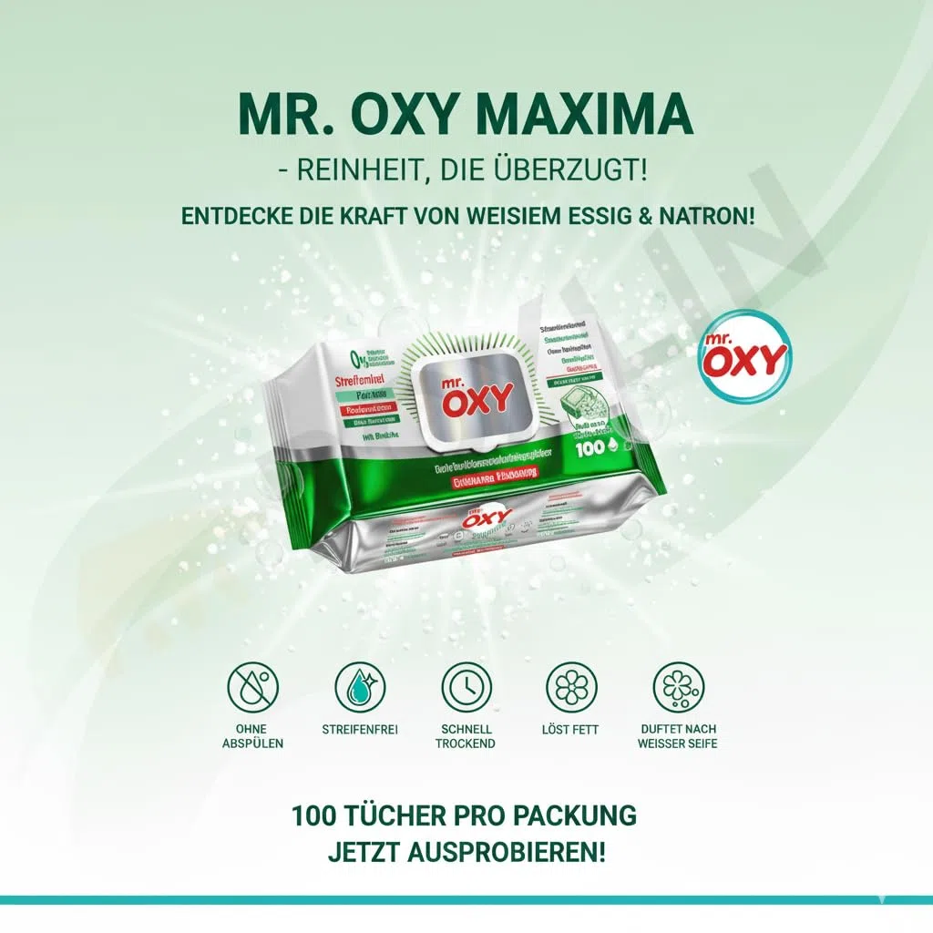 Mr. OXY Maxima Allzweck-Reinigungstücher – Streifenfrei, Fettlösend, Schnell Trocknend, Duft nach Lavendelbrise – Mit Weißem Essig & Natron – Ohne Nachspülen, Einfache Reinigung (Gross Mix #2)