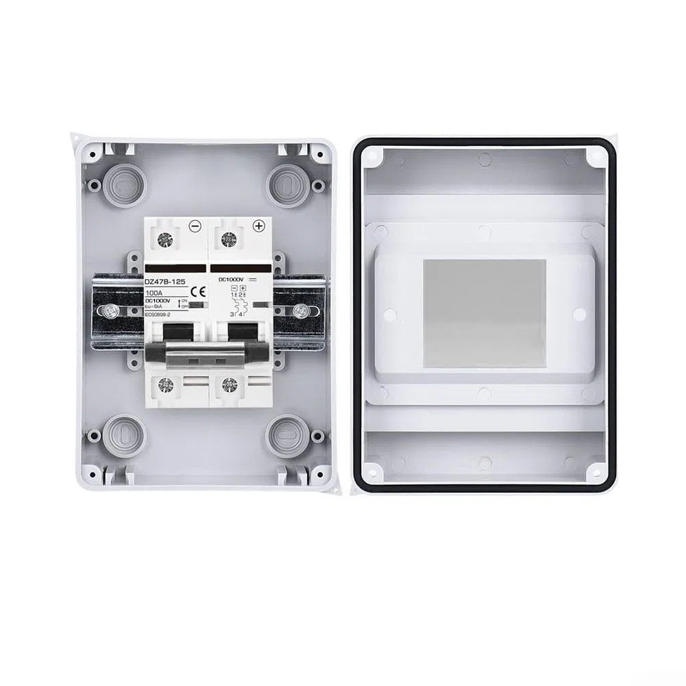 PV-Trennbox DC1000V Solar-Trennschalter für Photovoltaik-Montagestrukturen und DC-Verteilerplatinen IP65 Gehäuse (63A)