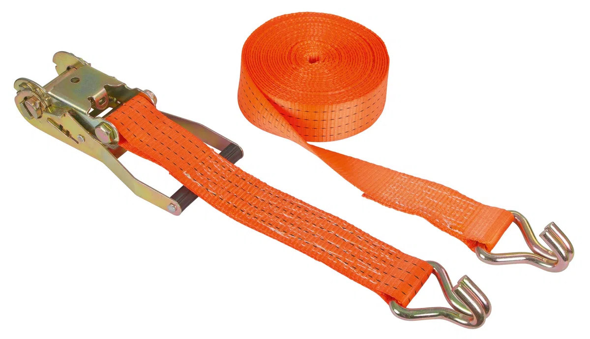 Kerbl works Ratschenzurrgurt mit Spitzhaken, Spanngurt, 2-teilig, orange, 15 m x 50 mm, Polyestergewebe, Vorspannkraft 280 daN, GS-geprüft