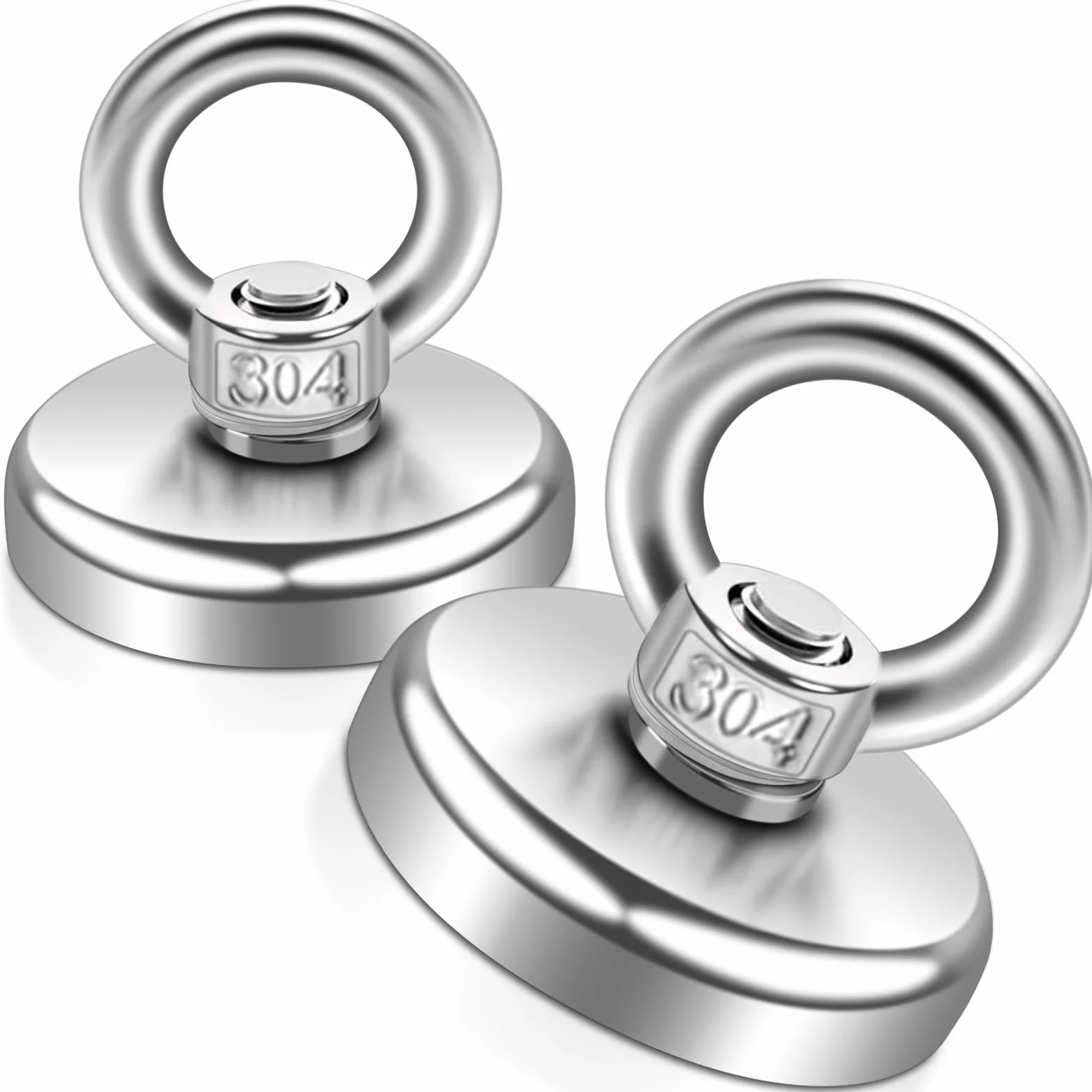 Neodym Magnete Extra Stark Magnetfischen 45kg,32MM Magnete Stark Groß,Magnetfischen mit Heberinge und Schrauben, 2 Stück Starker Angelmagnet mit Loch für Camping Industrie Magneten Zuhause Werkstatt