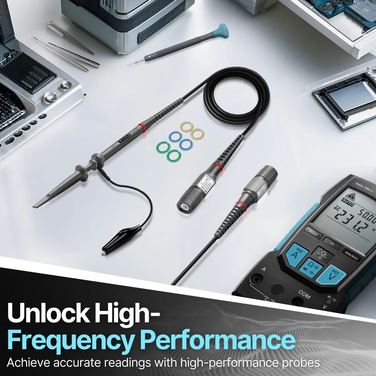 Hantek PP-150 Oszilloskop-Sonden, 100 MHz, inkl. Zubehör-Set, für HP Tektronix Hitachi 200 V-600 V, 2 Stück
