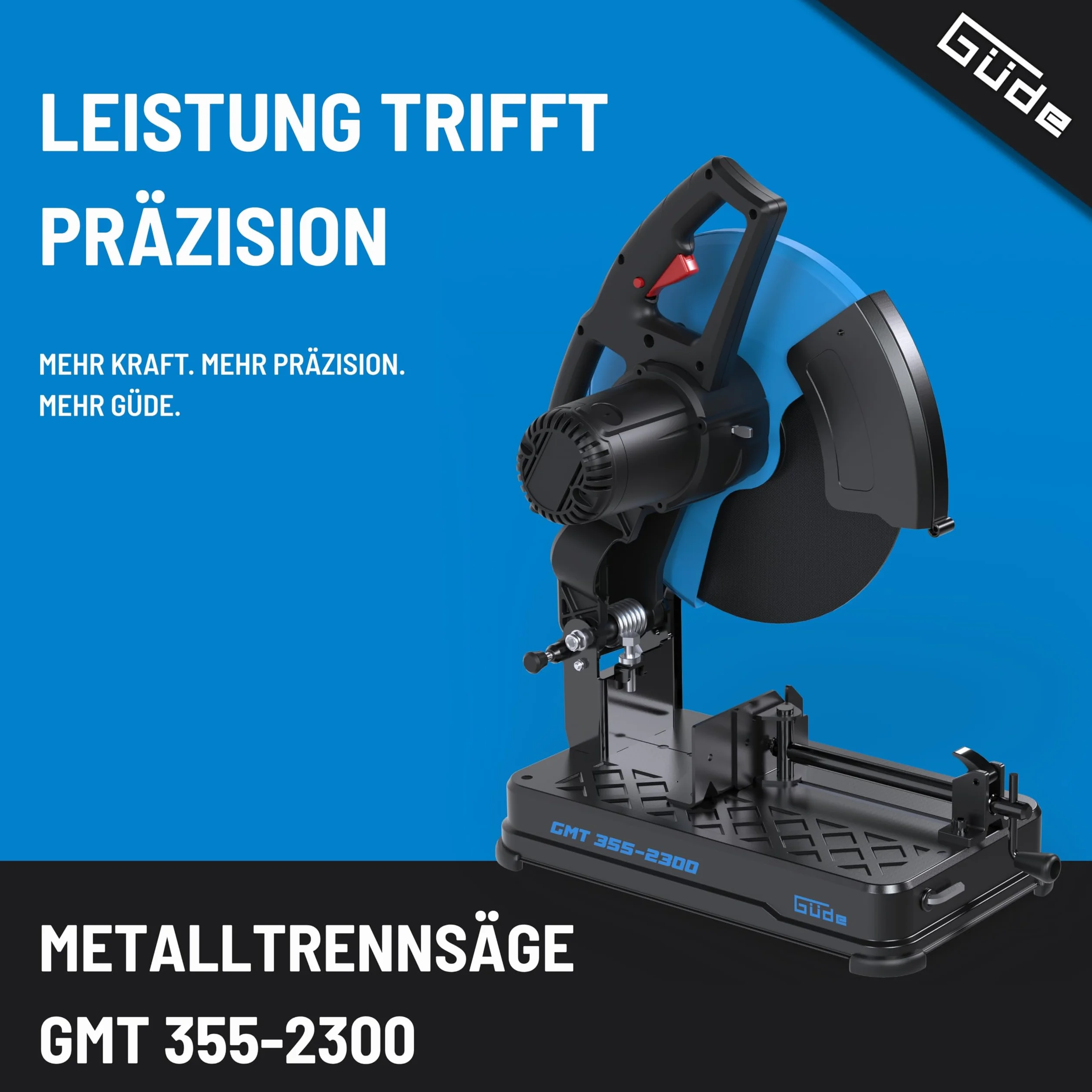 Güde GMT 355-2300 Metalltrennsäge - 230 Volt, 2300 Watt, 4000 Umdrehungen pro Minute, Schnittleistung 78 bis 140 Millimeter je nach Form, Trockenschnitt für Profile und Rohre