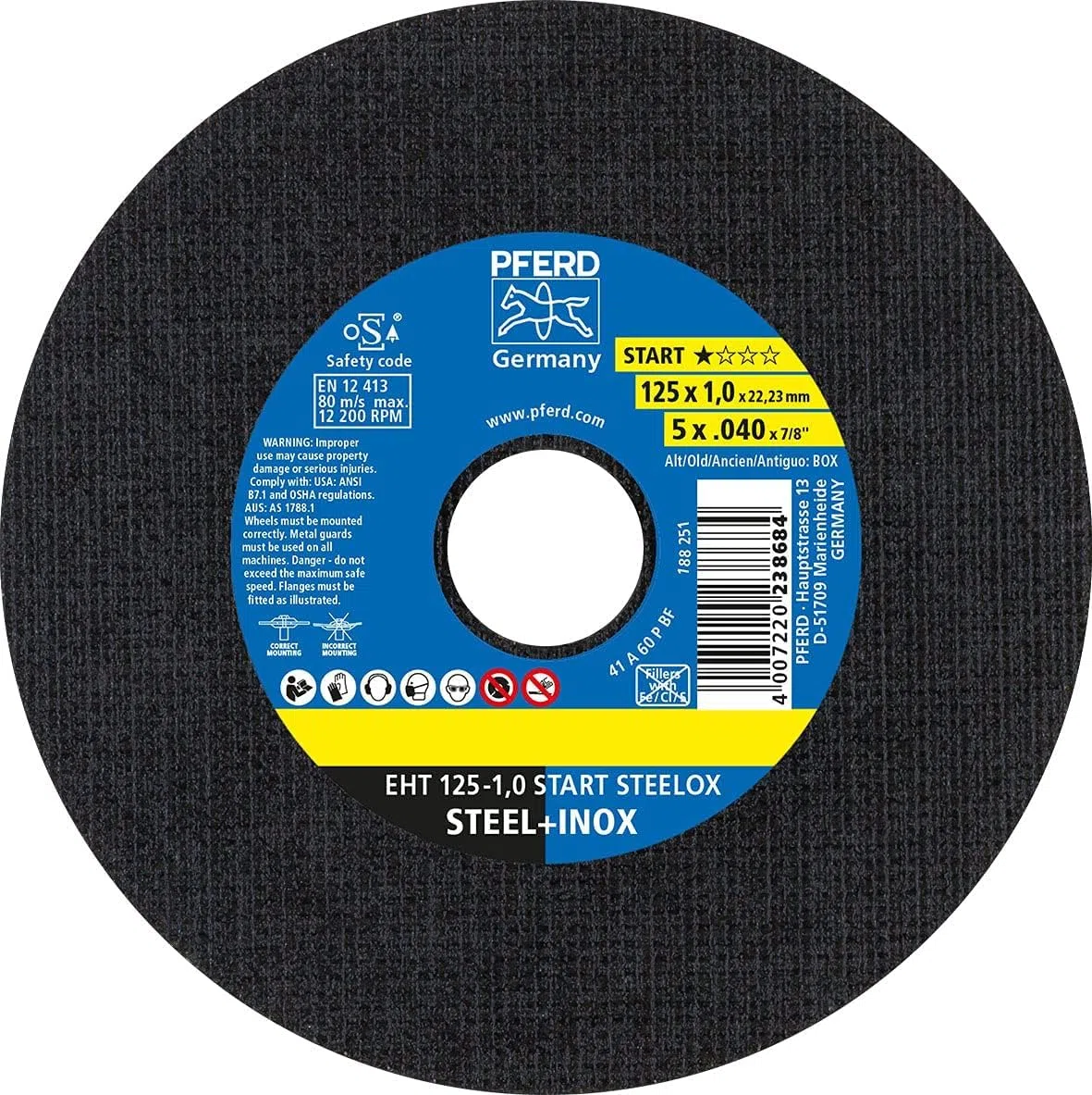PFERD TOOLS 1,0 mm Trennscheiben Box – 25 Trennscheiben 125 x 1,0 x 22,23 mm, 69120939 – für hohe Trennleistung und solide Standzeit auf Stahl und Edelstahl (INOX)