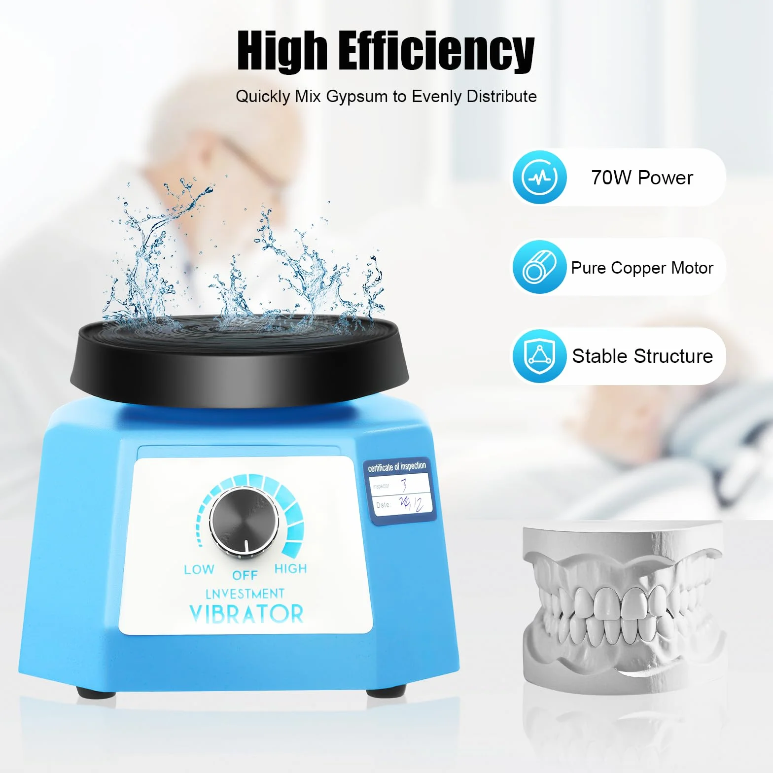 Dental Oszillator, 220V 100W Gipsrüttler, 4 Zoll Rüttelplatte Gips, Runder Gipsrüttler für Mischen von Gips, Gießen von Modellen, Harzguss