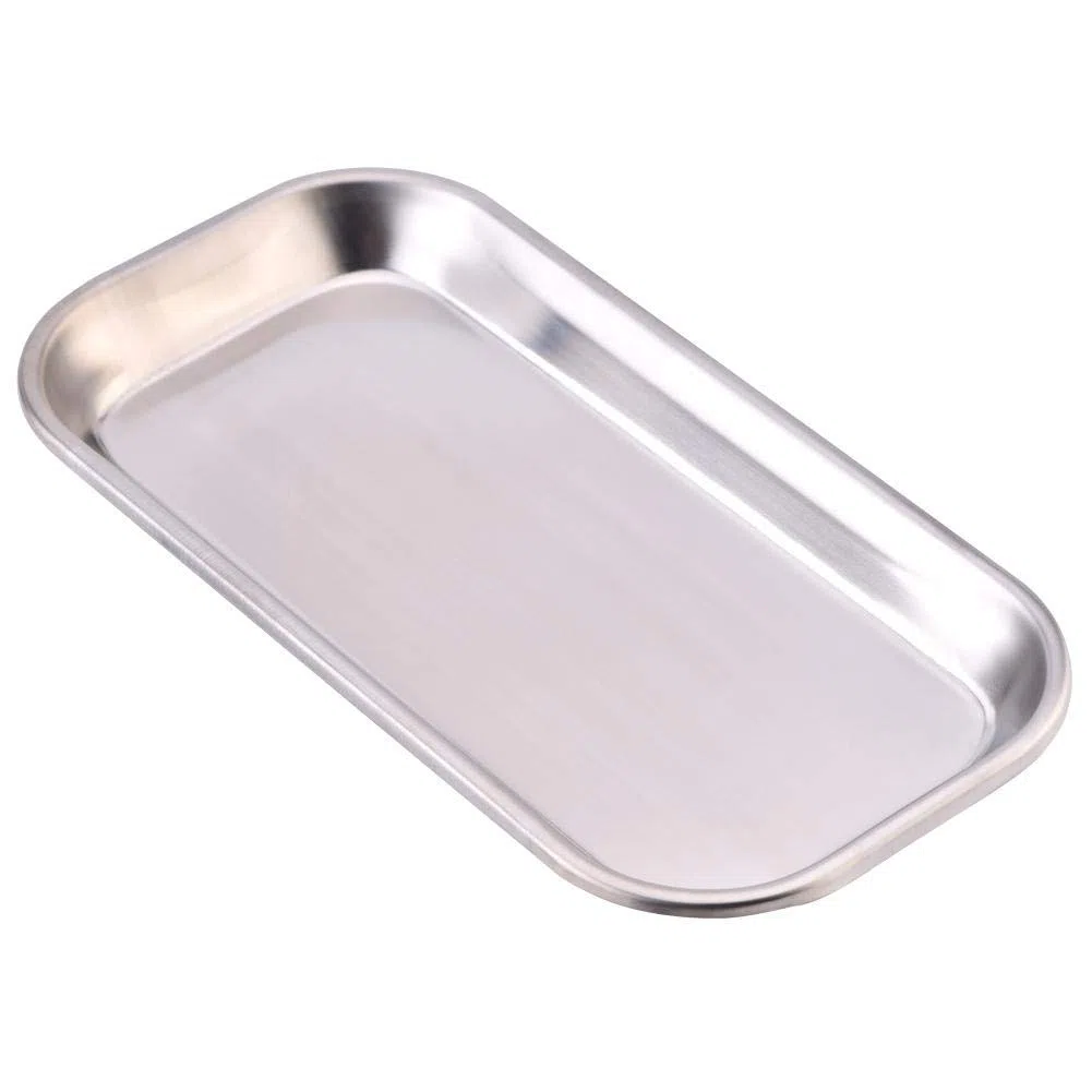 Keenso Edelstahl Instrumententablett, 1 Stück, 22,5cm * 11,5cm * 2cm, Medizinische Instrumentenablage, Dentalwerkzeug, Laborschalen, Silber, Minimalist, Professionell