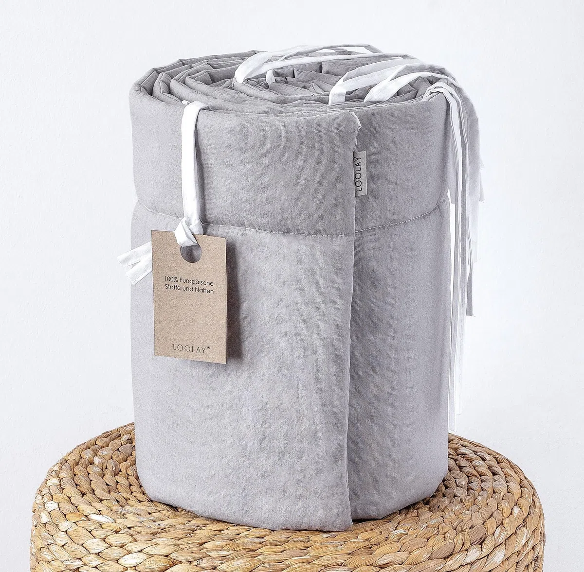 LOOLAY GRAU Mittelgrau 420, 360, 210, 180 x 30 cm für 140 x 70 oder 120 x 60 cm Baumwolle Netzstoff Handmade - PASST NUR ZU DEN ANGEGEBENEN GRÖSSEN ! (180 cm)