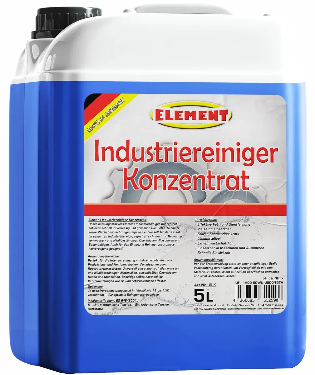 Industriereiniger I 5 Liter I Industrie Reiniger I Konzentrat I Werkstattreiniger I HD Reiniger I Bodenreiniger I Hallenreiniger I