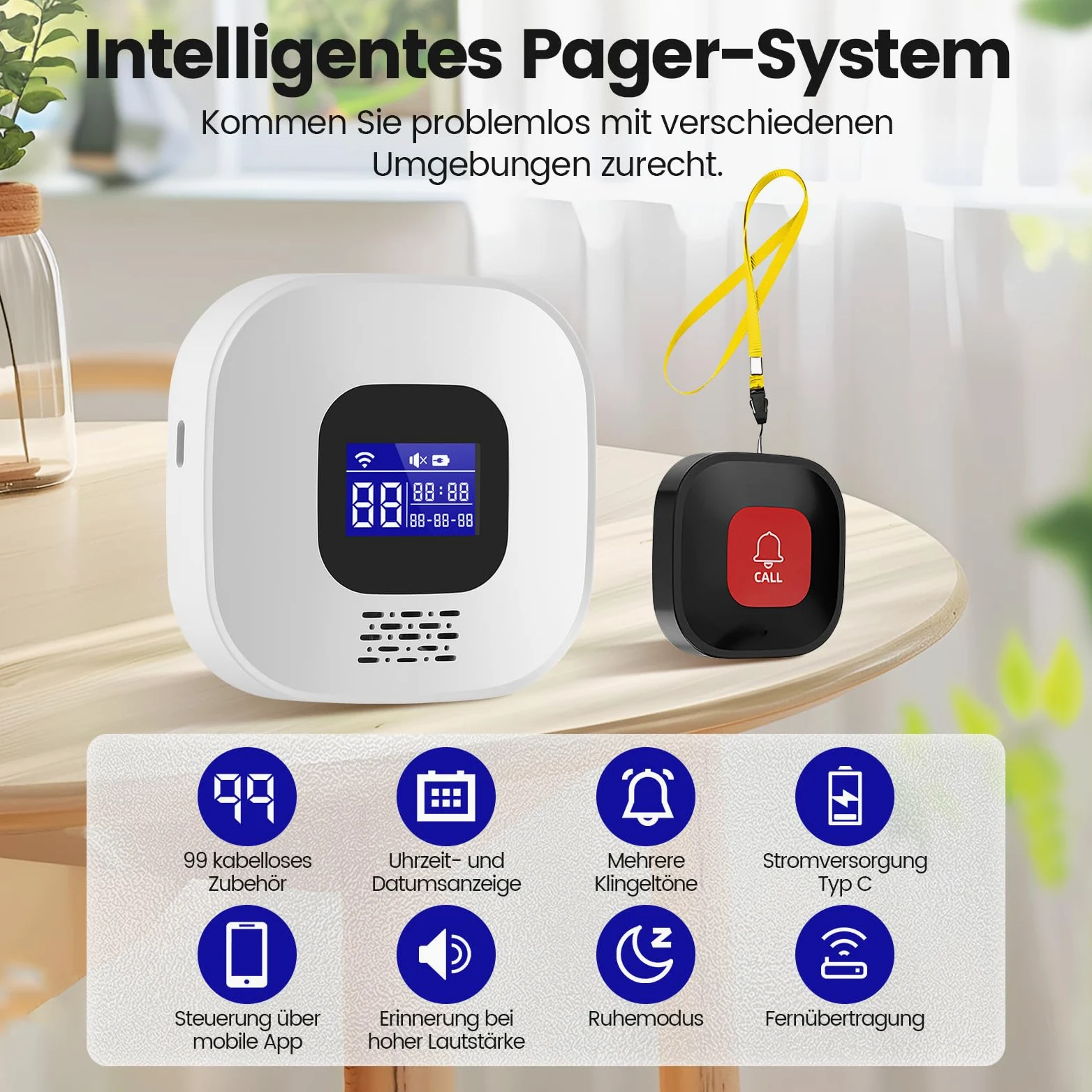 Notrufknopf für Senioren, WiFi-Hausnotruf-Senioren-SOS-Armband, Hausnotruf für Angehörige, Mobiler Alarmknopf Notrufarmband, Notrufarmband für Patienten und Behinderte