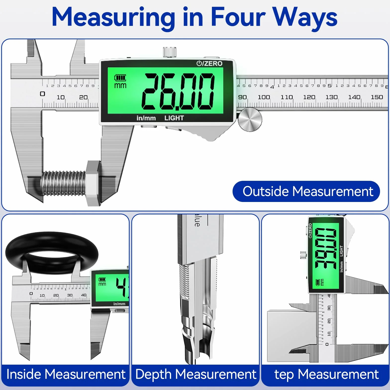 Preciva 150mm Digitaler Messschieber, Digitale Schieblehre Edelstahl Wiederaufladbar IP54 - Wasserdicht Elektronische Schieblehre mit LCD-Display für Industrie, Elektro, Automobil, Bastler