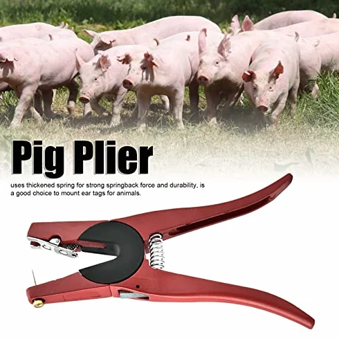 YOUTHINK Ohrmarkenzange, Einteilige Ohr Tag Zange, Ear Tag Zange, Schweinevieh Ohrmarkenzange, Vieh Tier Ohr Tagging Zange für Rinder, Schafe und Schweine, Rot
