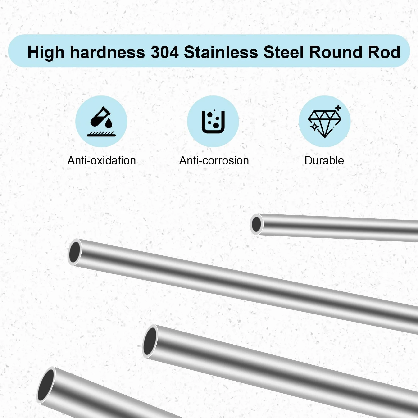 304 Edelstahlrohre, 3 mm Außendurchmesser x 1 mm Wandstärke, 250 mm Länge, nahtlos, Edelstahl, industrielles gerades Rundrohr (3 Stück)