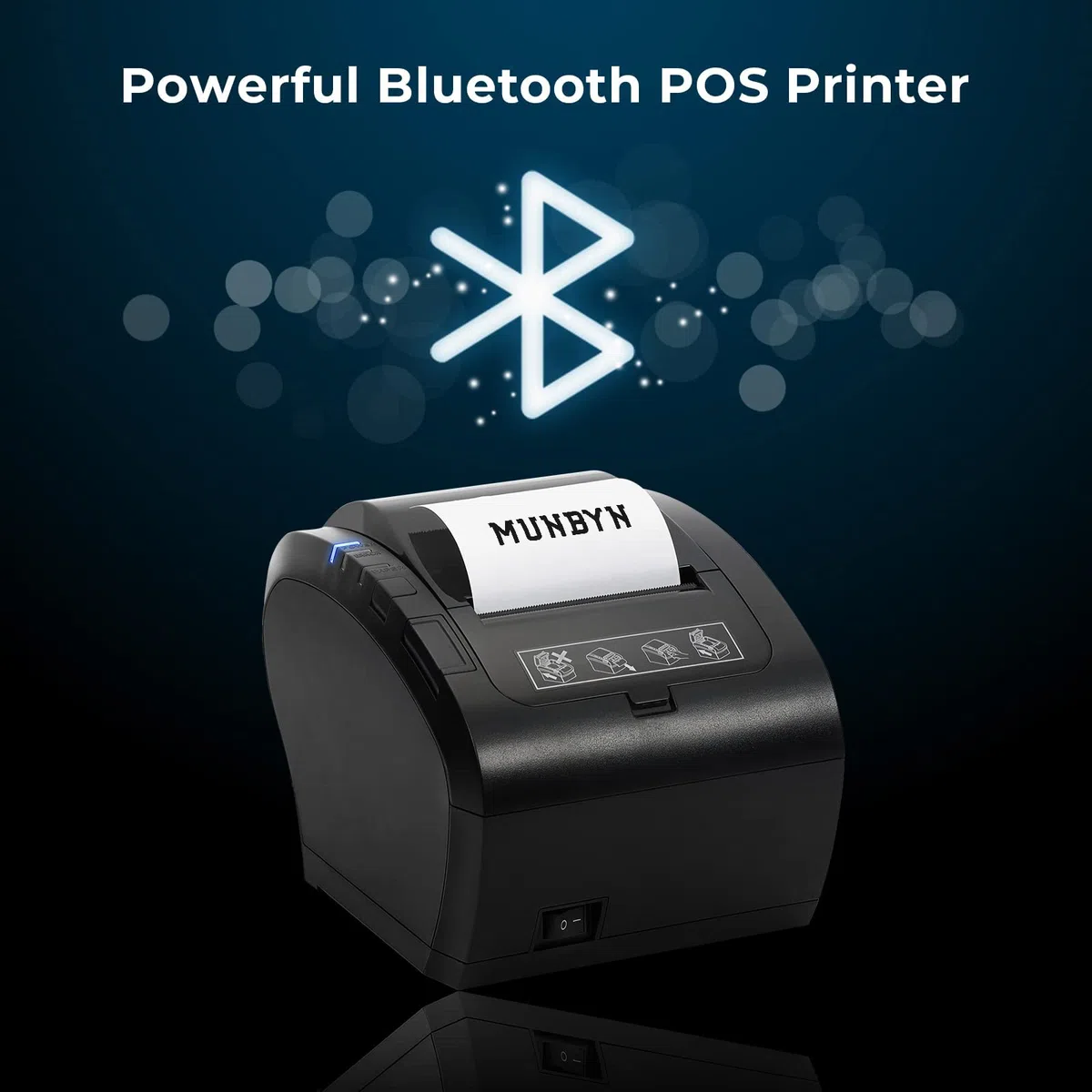 MUNBYN Thermodrucker Bluetooth 300mm/s Bondrucker Belegdrucker Quittungsdrucker Auto-Cut für Schublade,Hochgeschwindigkeits BT/USB/LAN【Unterstützt Nicht iOS, PayPal, DoorDash, Grubhub, Vagaro】