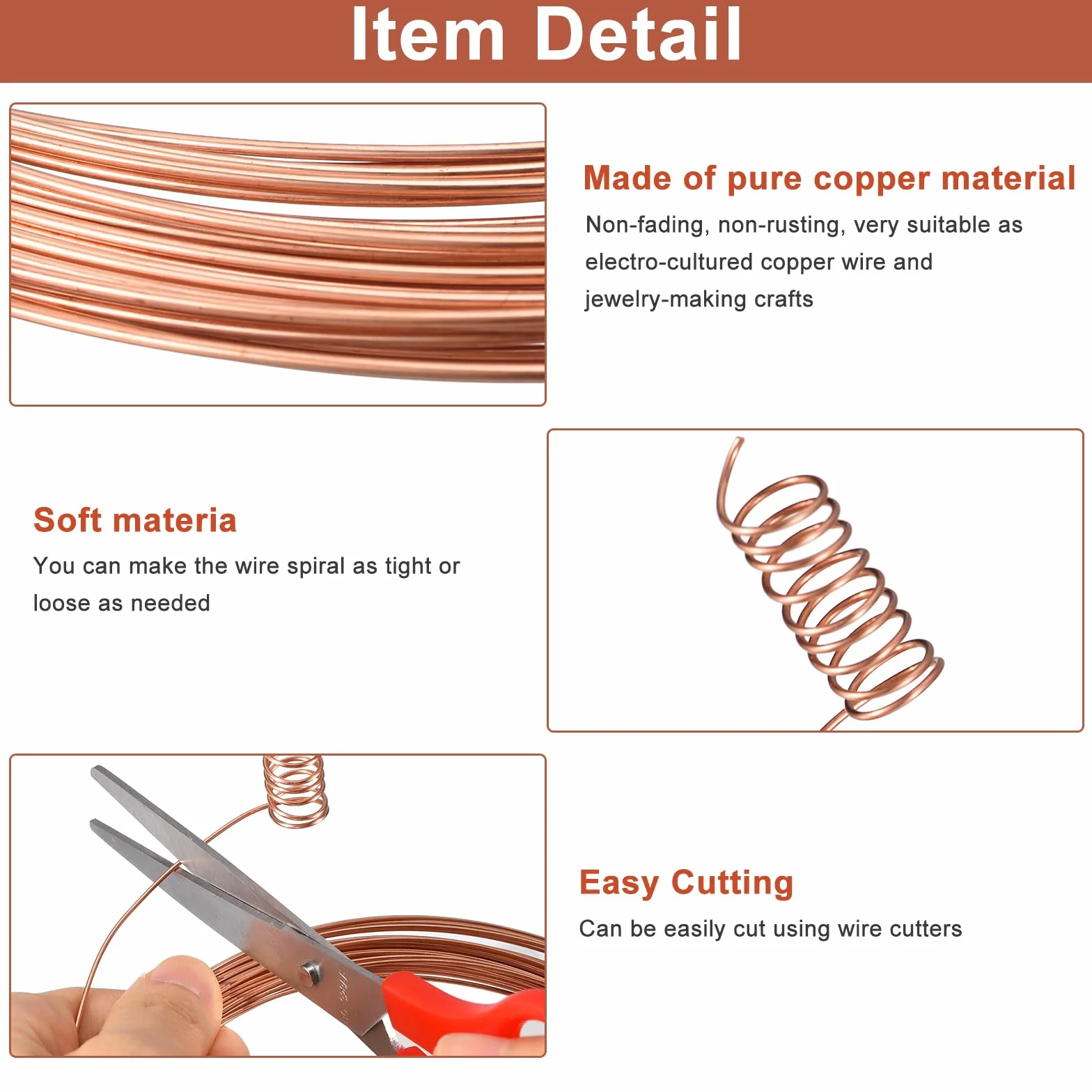 QUARKZMAN Basteldraht 3mm x 6m, Kupferdraht Gegen Schnecken, Kupferlackdraht Kupferspirale Copper Wire für Garten, Pflanzen und Gemüseanbau