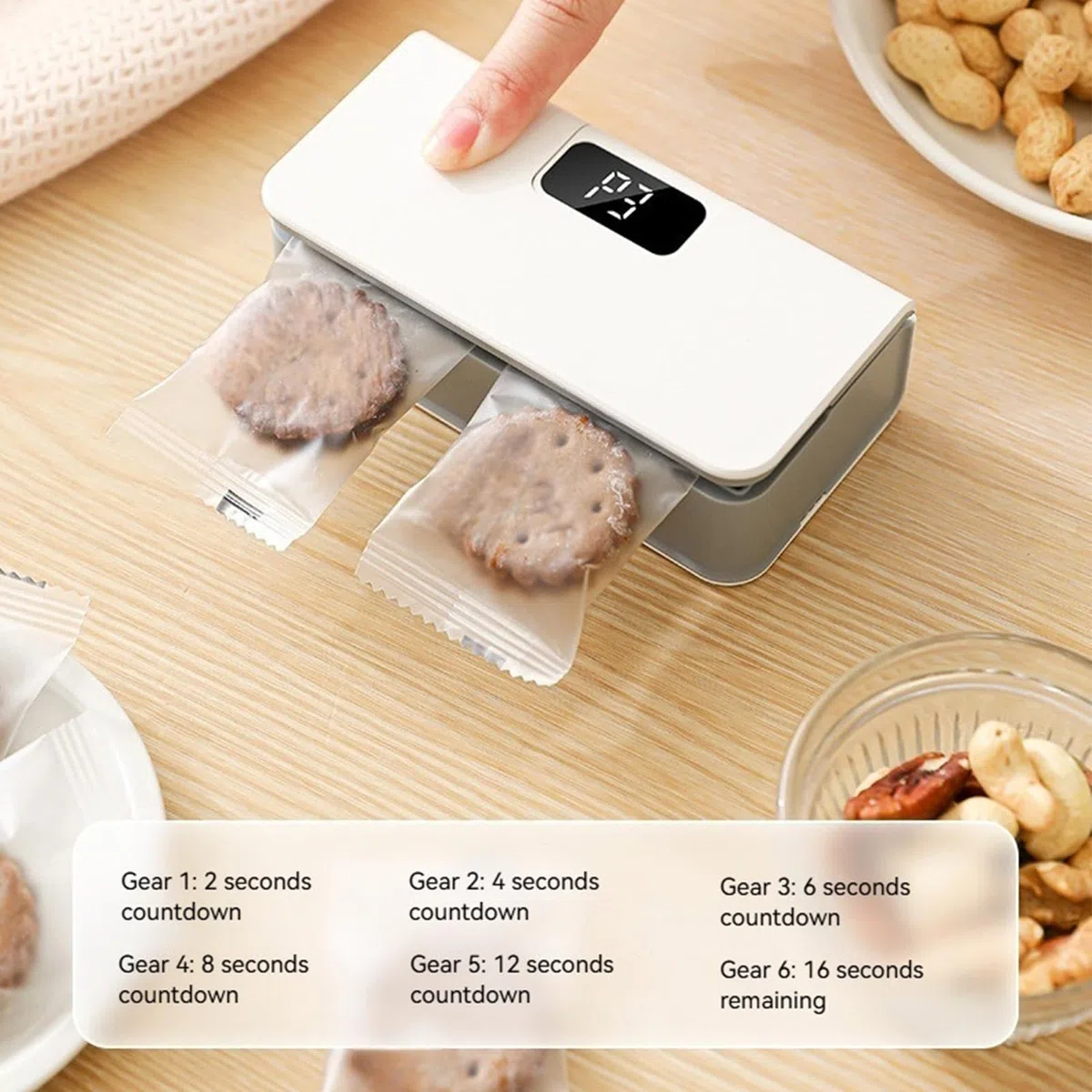 Beutelverschließgerät Mini - Magnetisches Verschließgerät mit sechs Stufen für Lebensmittel,Chipstüten-Verschließgerät - für Küche, Snacks, Sandwiches, Kühlschrank, Reise & Zuhause
