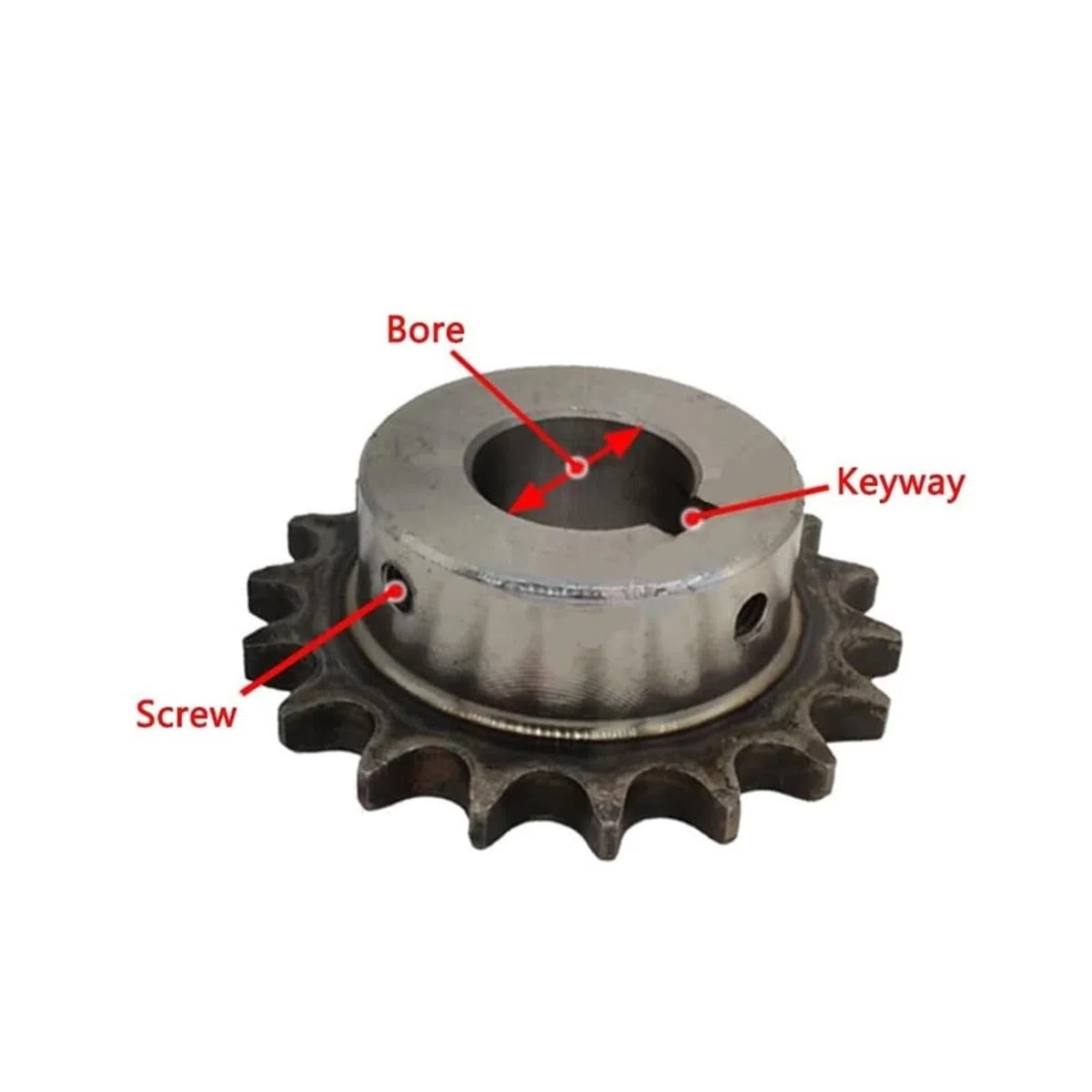 Zahnrollenkettenrad, 1 Stück 12 24 Zähne 08B Industrieantriebskettenrad 45# Stahlkettenrad 12T 24T Keilnutbohrung 12 14 15 16 17 18 19 20 22 24-40 mm)(12 Teeth,19mm (keyway 6mm))