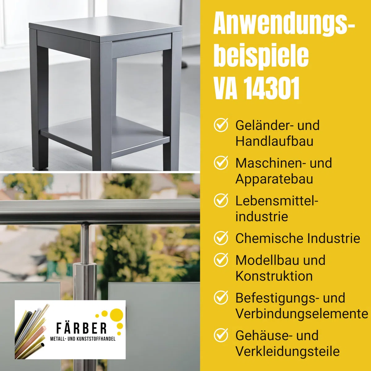 Färber 1.4301 VA Edelstahlrohr nahtlos 20x3mm L=500mm Rundrohr