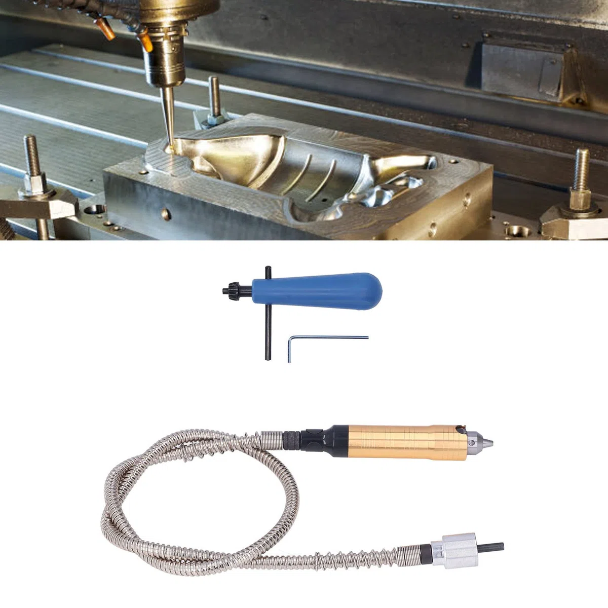 Flex Wellen VerläNgerungsfutterschlüSsel, Flex-Schaft-VerläNgerungsfutter-Adapter, Biegsame Welle, Rotierender Schleifer Fortschrittlicher Flexibler Aufsatz FüR Elektrische Bohrmaschine