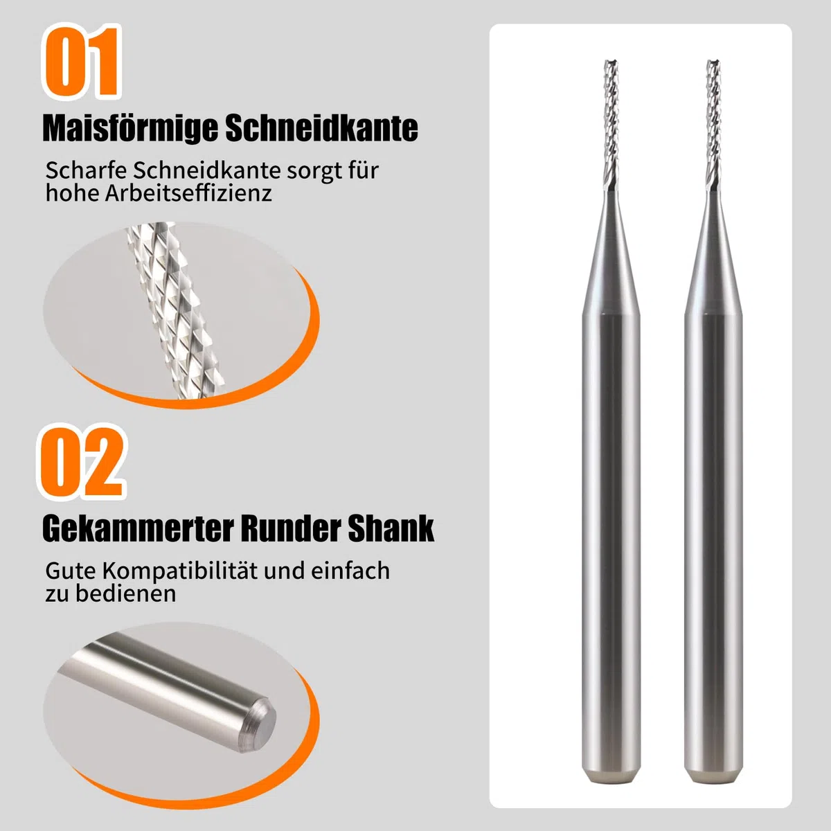 EU_HOZLY 10 Stücke Fräser 3.175mm Hartmetall-Endfräser Gravierbits CNC-Leiterplatten-Maschinen 0.8mm Schneidkanten