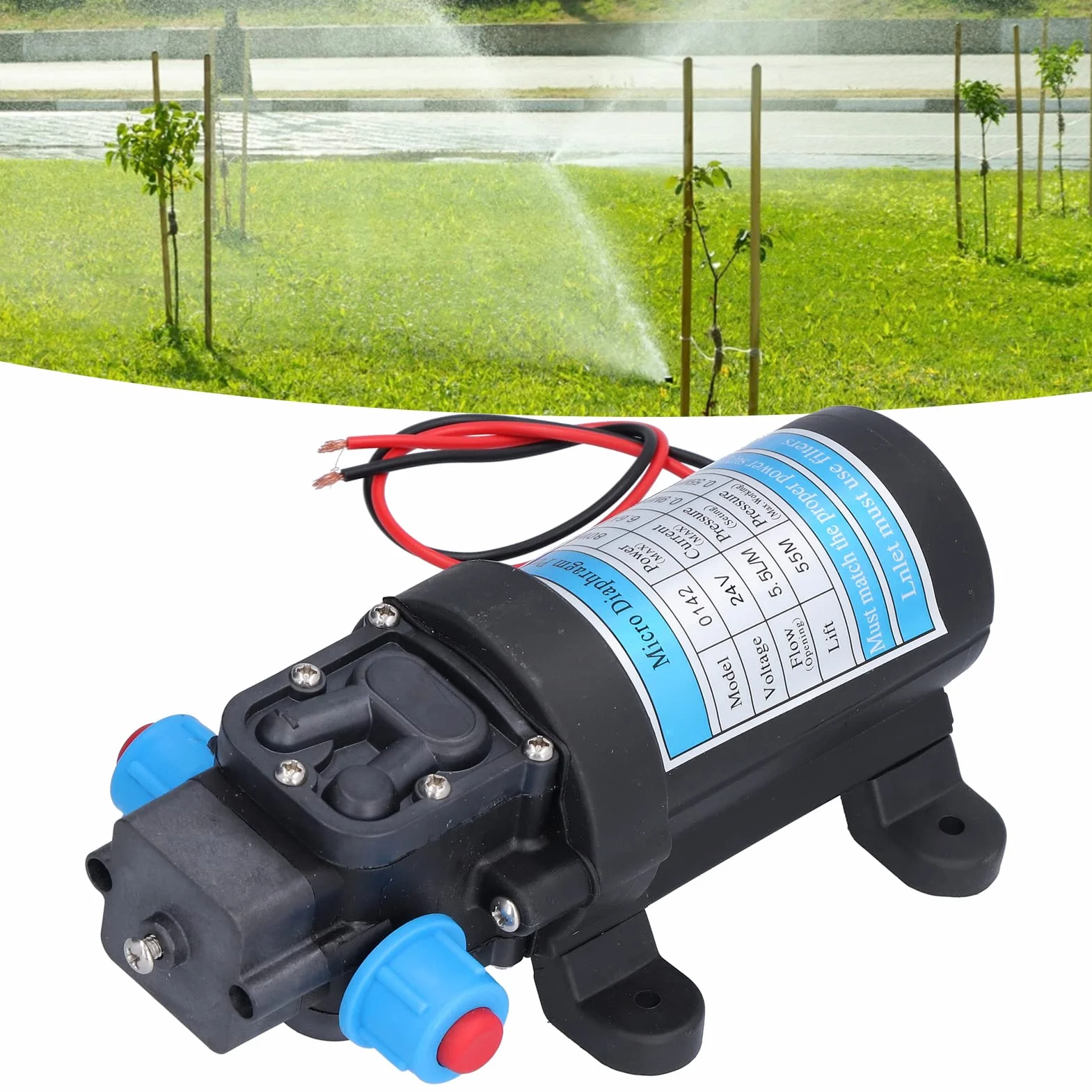 5,5 L/min Mikromembranpumpe, Selbstsaugende DC-Hochdruckmembranpumpe, Frischwasserdruckmembranpumpe (24V)