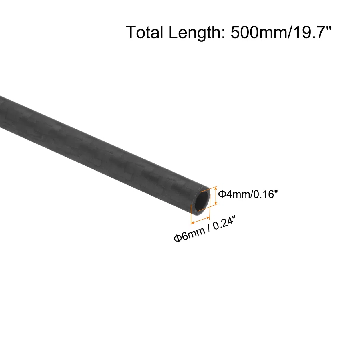 QUARKZMAN 4 Stück Kohlefaserrohr 4 x 6 x 500mm Matte Oberflächenstange 3K Rollenwickel Kohlefaser Rundrohr für RC Flugzeug Multicopter