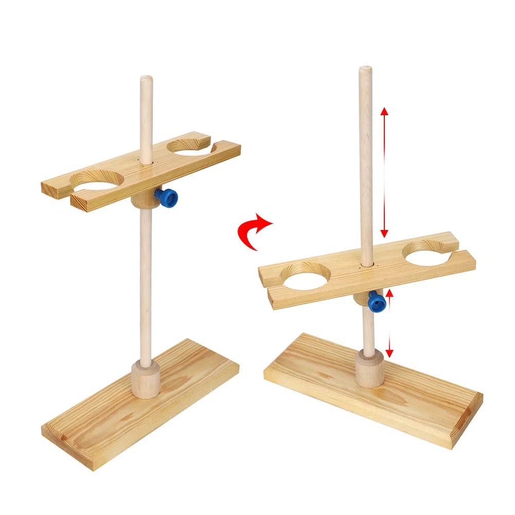 Pilipane Trichter Rack Trichter Stand Trichter Unterstützung Einstellbarer Höhe Holztrichterhalter für Laborexperimente und wissenschaftliche Forschung Holzmaterial 2 Lochplatte